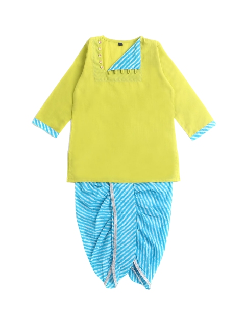 

The Magic Wand Boys Lime Green Pure Cotton Kurti with Dhoti Pants