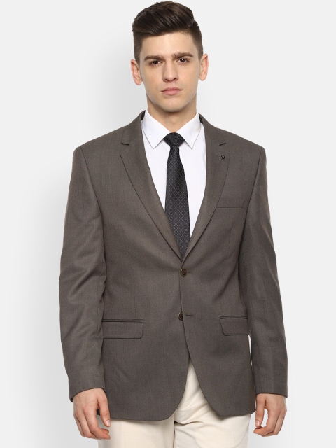 

Van Heusen Men Brown Self-Design Slim-Fit Single-Breasted Formal Blazer