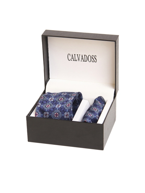 

Calvadoss Men Navy Blue Tie & Pocket Square Accessory Gift Set