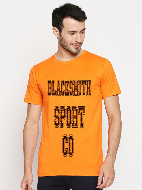 

Blacksmith Men Orange Typography Printed Applique T-shirt