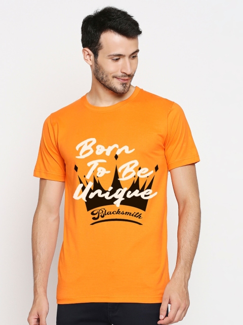 

Blacksmith Men Orange Typography Printed Applique T-shirt