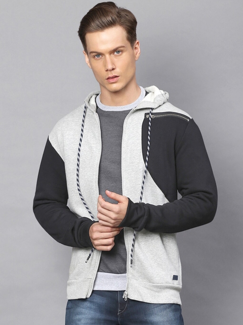 

Campus Sutra Men Grey And Black Colorblocked Sweatshirt