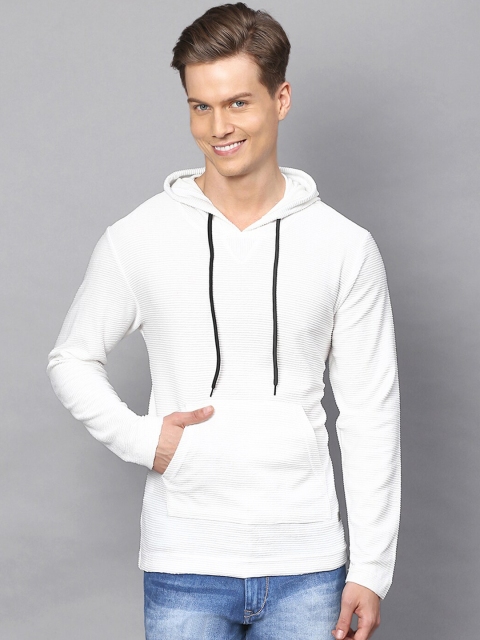 

Campus Sutra Men White Hooded Sweatshirt