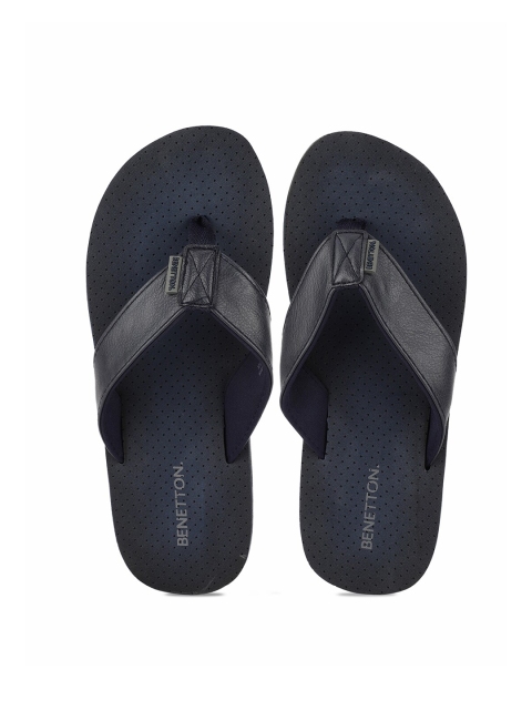 

United Colors of Benetton Men Navy Blue & Black Rubber Thong Flip-Flops