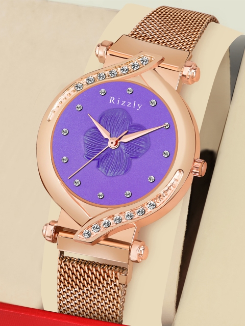 

Rizzly Women Purple Brass Embellished Dial & Rose Gold Toned RZ-141-Purple