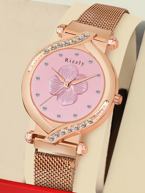 

Rizzly Women Pink Brass Embellished Dial & Rose Gold Toned Watch RZ-141-Pink
