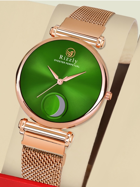 

Rizzly Women Green Brass Dial Analogue Watch RZ-305