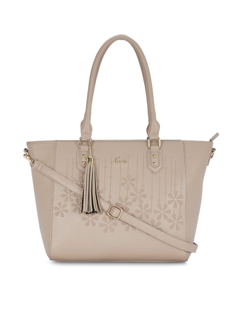 

Lavie Beige Textured PU Structured Shoulder Bag with Tasselled
