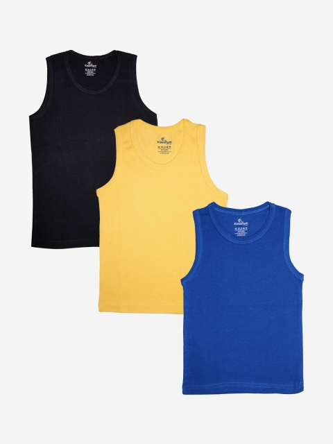 

KiddoPanti Boys Pack Of 3 Solid Pure Cotton Basic Innerwear Vests, Yellow