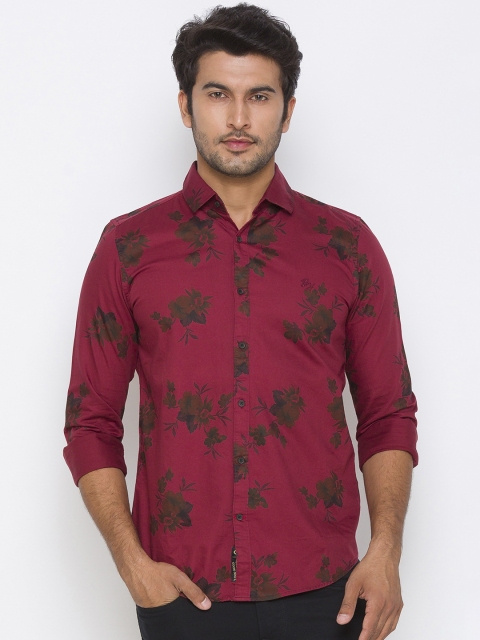 

Being Human Men Maroon Slim Fit Floral Opaque Printed Casual Shirt