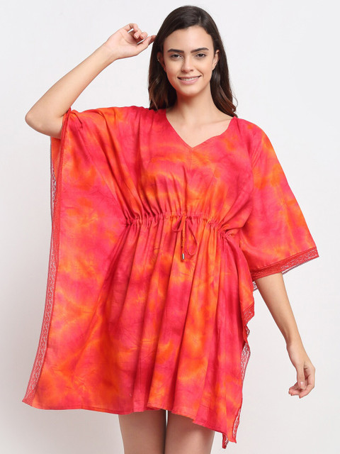 

EROTISSCH Orange Printed Kaftan Nightdress