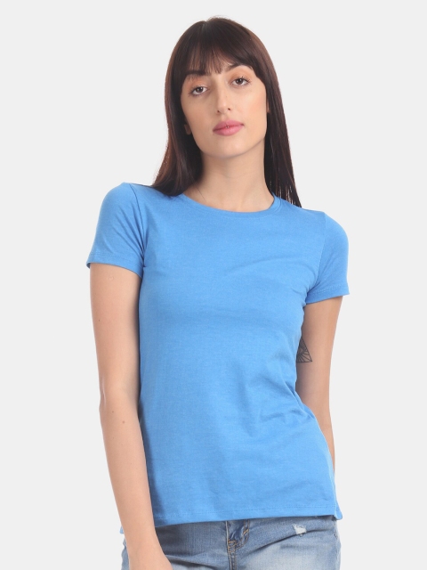 

Aeropostale Women Blue Solid T-shirt