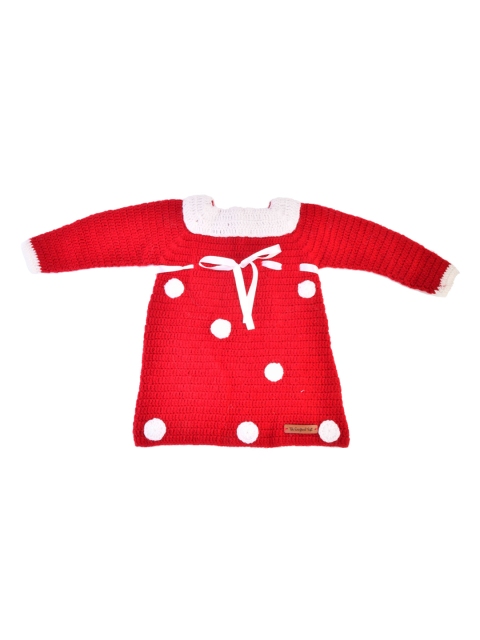 

The Original Knit Girls Red & White Handmade Knitted A-Line Dress