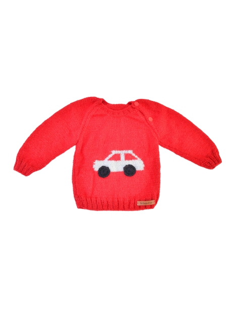 

The Original Knit Unisex Kids Red & White Quirky Pullover with Embroidered Detail