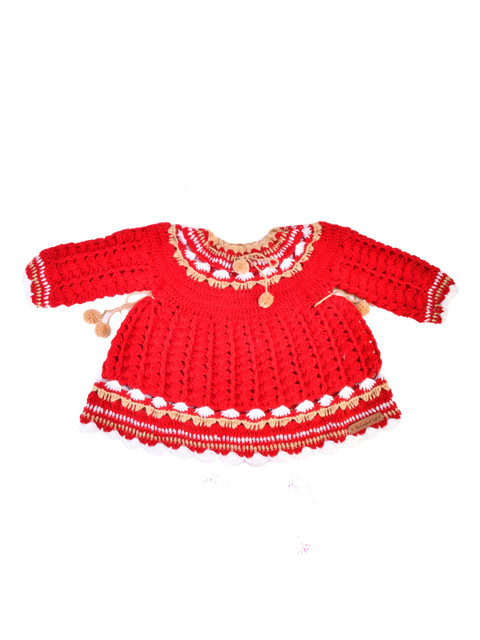 

The Original Knit Girls Red & White Handmade Dress