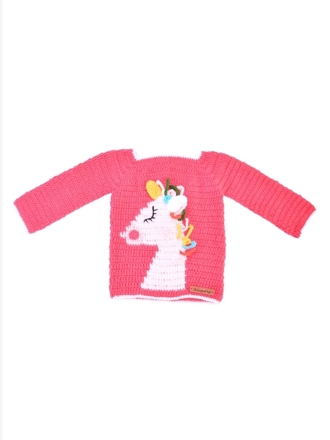 

The Original Knit Unisex Kids Fuchsia Quirky Pullover with Embroidered Detail