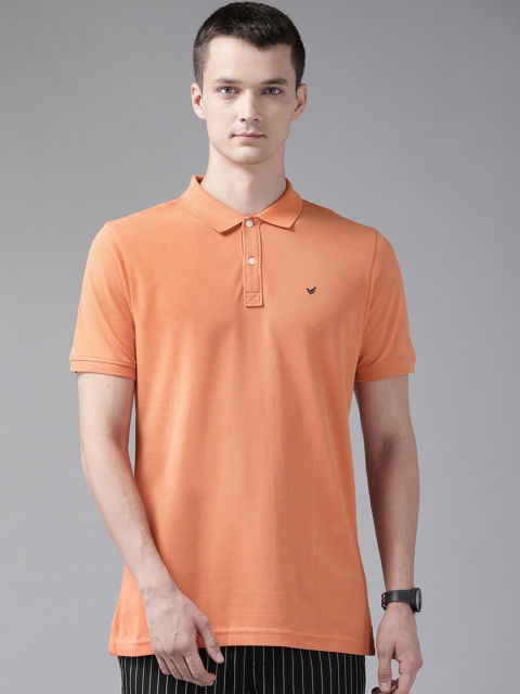 

Blackberrys Men Coral Orange Solid Pure Cotton Polo Collar Pure Cotton T-shirt