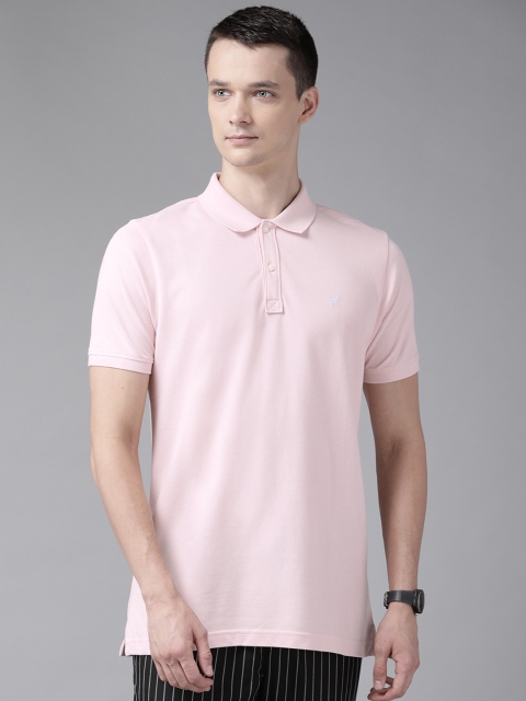 

Blackberrys Men Pink Solid Polo Collar Pure Cotton T-shirt