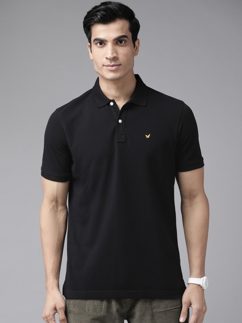 

Blackberrys Men Black Solid Pure Cotton Polo Collar Pure Cotton T-shirt