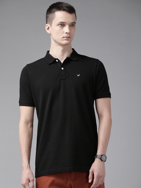 

Blackberrys Men Black Solid Cotton Polo Collar T-shirt