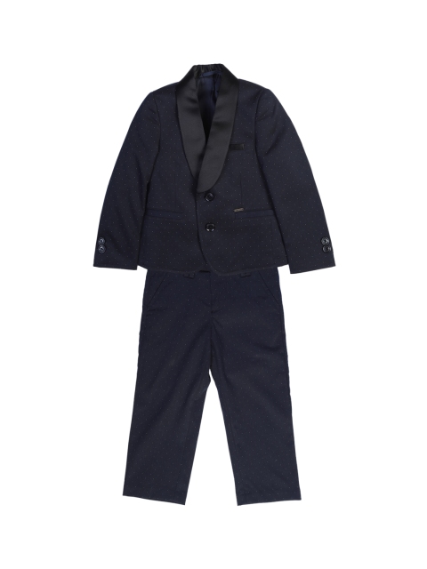 

Allen Solly Junior Boys Navy Blue & White Printed Single-Breasted Two-Piece Formal Suit