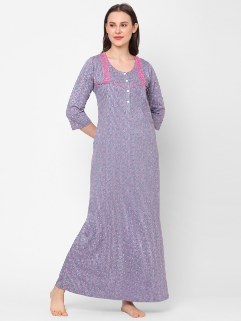 

Sweet Dreams Lavender Printed Maxi Nightdress