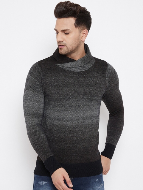 

98 Degree North Men Black & Grey Colourblocked Pullover Sweater