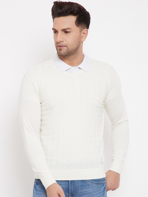 

98 Degree North Men Off White Pullover Sweater