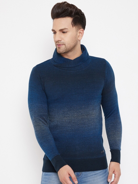 

98 Degree North Men Navy Blue & Grey Colourblocked Pullover Sweater