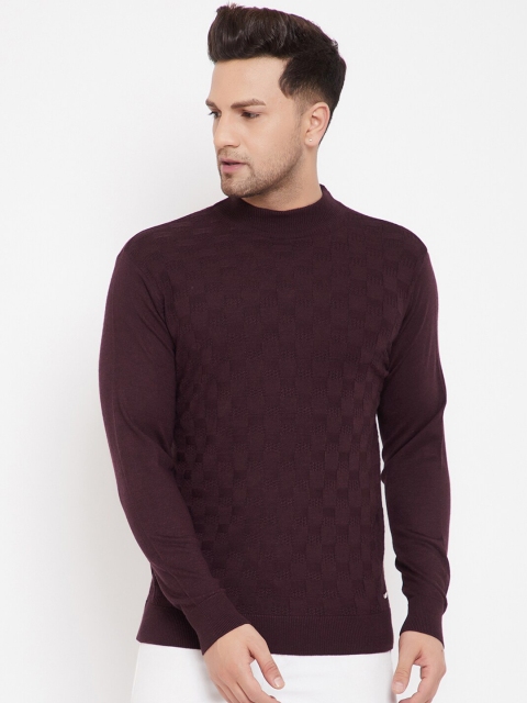 

98 Degree North Men Burgundy Chevron Pullover Sweater