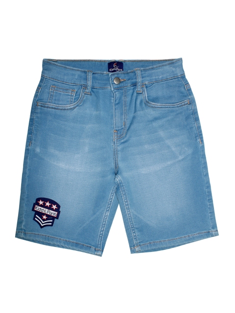 

KiddoPanti Boys Blue Washed Mid-Rise Denim Shorts