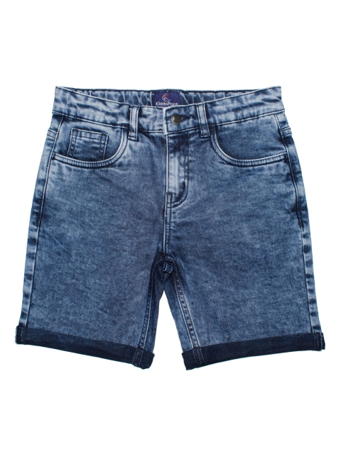 

KiddoPanti Boys Blue Washed Mid-Rise Denim Shorts