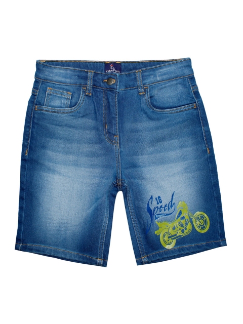 

KiddoPanti Boys Blue Washed Mid-Rise Denim Shorts