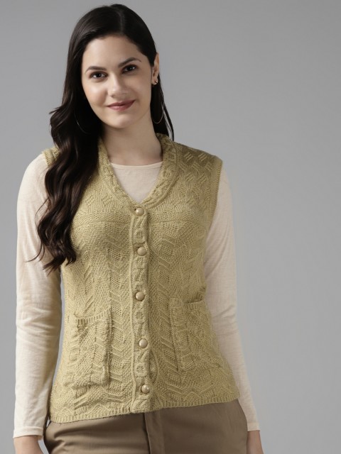 

Cayman Women Beige Woven Design Cardigan