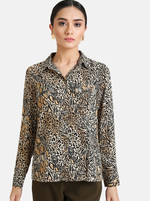 

Kazo Women Brown Animal Printed Casual Shirt