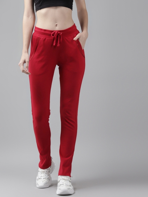 

Cayman Women Red Solid Pure Cotton Straight Fit Track Pants