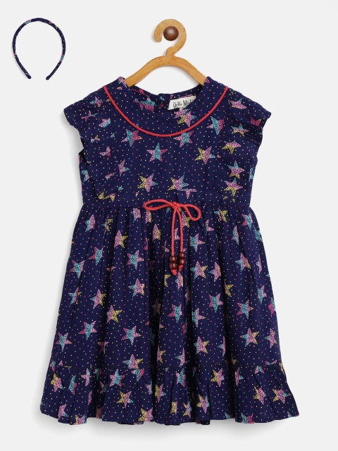 

Bella Moda Girls Purple & Pink Star Print Ruffle Dress with Briefs & Hairband