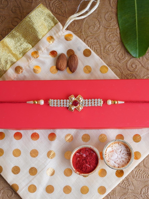 

TIED RIBBONS Men Multicoloured Handmade Rakhi with Card & Roli Chawal, Multi