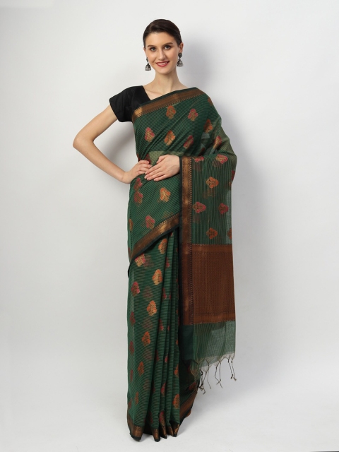 

EthnicRoom Green Ethnic Motifs Jute Cotton Banarasi Saree