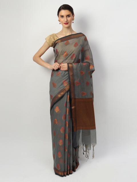 

EthnicRoom Grey Woven Design Embroidered Jute Cotton Banarasi Saree