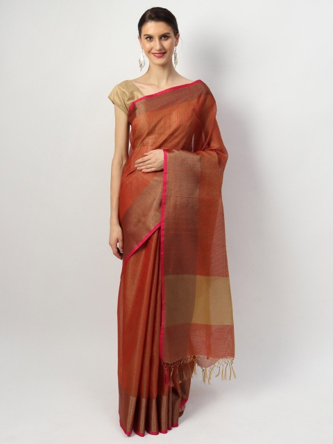 

EthnicRoom Orange Silk Cotton Banarasi Saree