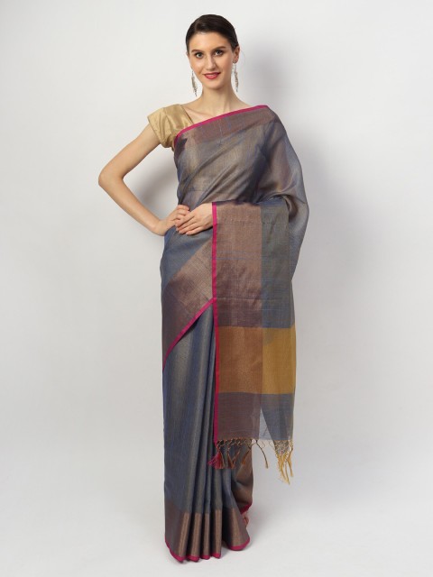 

EthnicRoom Blue & Pink Silk Cotton Banarasi Saree