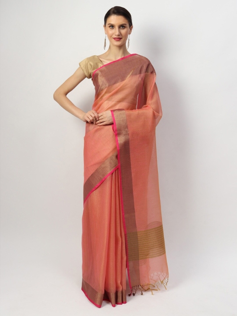 

EthnicRoom Peach-Coloured Silk Cotton Banarasi Saree