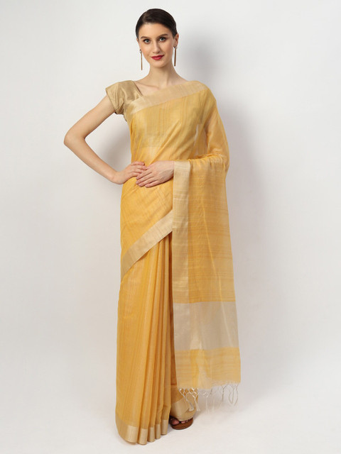 

EthnicRoom Yellow Silk Cotton Handloom Banarasi Saree