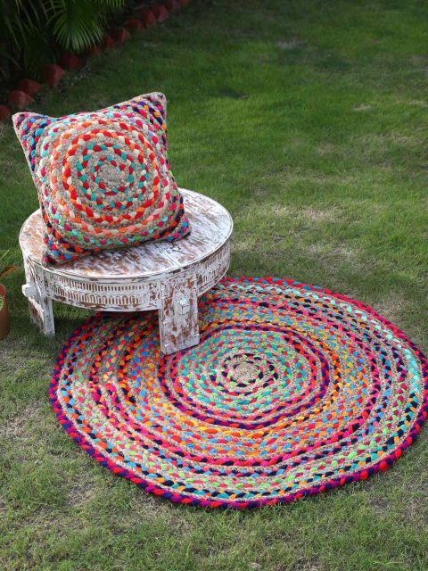 

Amoliconcepts Multicoloured Embellished Recycled Square Cushion Covers, Multi