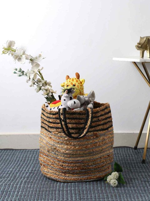 

Amoliconcepts Brown & Black Multi-Utility Weave Jute Basket