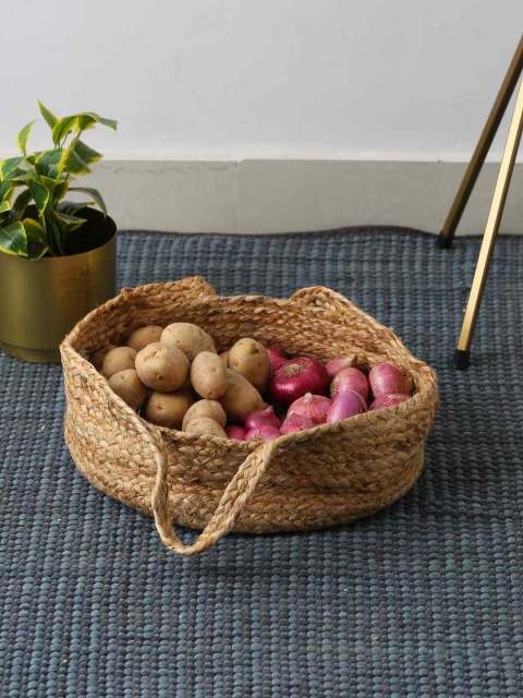 

Amoliconcepts Brown & White Multi-Utility Mandala Print Jute Basket