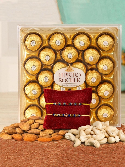 

TIED RIBBONS Set of 2 Rakhi for Brother with Chocolates & Dry Fruits Combo Gift Pack, Multi