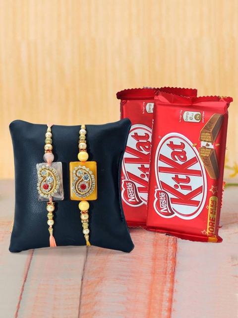 

TIED RIBBONS Set of 2 Rakhi for Brother with Kitkat Chocolates Combo Gift Pack, Multi