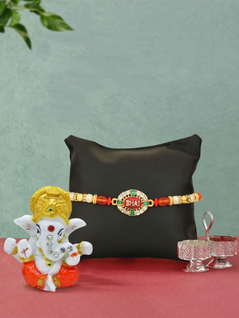 

TIED RIBBONS Rakhi for Brother with Mini Ganesha Idol & Roli Chawal Combo Gift Set, Multi